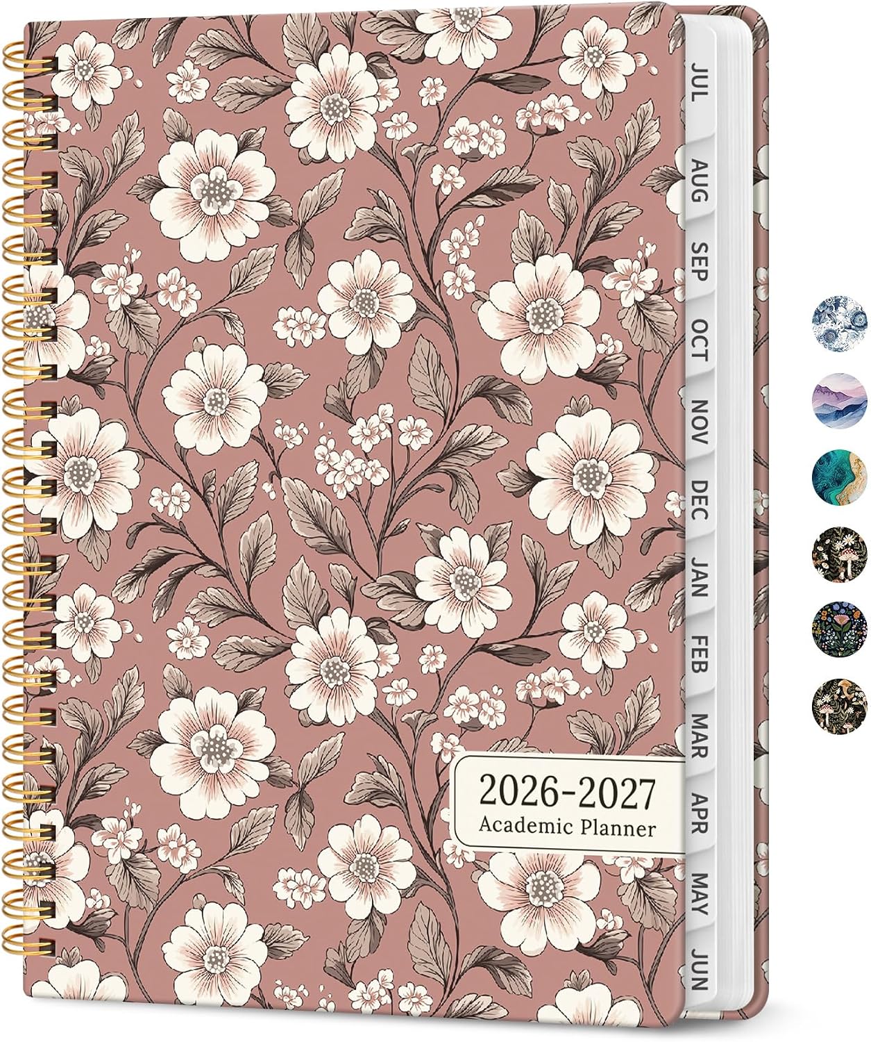 Planner 2026-2027, Academic Monthly and Weekly Calendar Planner for Women, July 2026 - June 2027, Hardcover Pretty Agenda Planner Book with Tabs, Spiral Daily Organizer for School Office Home Supplies, 6.3" x 8.5" - Blue Floral
