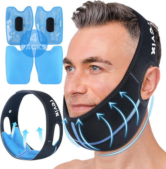 REVIX Wisdom Teeth Ice Pack Head Wrap for Face, Jaw & Chin Relief, Black