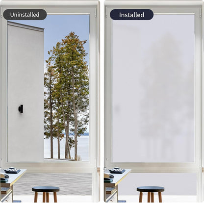 VELIMAX Static Cling Total Blackout Window Film Privacy Room Darkening Window Tint Black Window Cover 100% Light Blocking No Glue (17.7 x 78.7 inches)