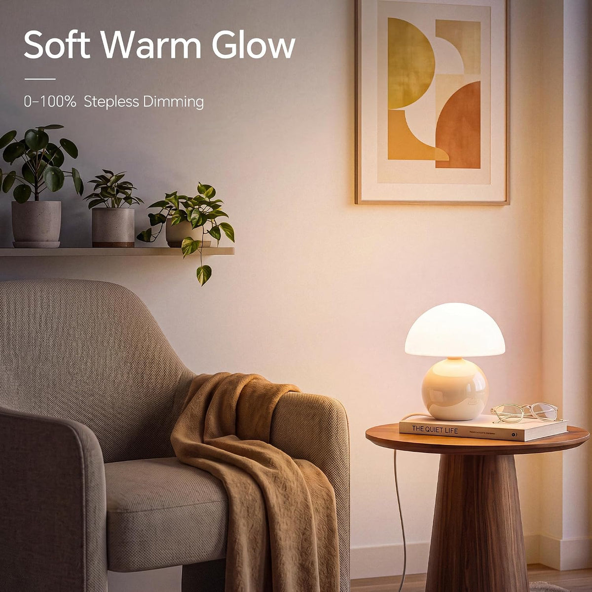 Dawnwake Mushroom Lamp Table Lamp for Bedroom-Small Desk Table Lamps,White