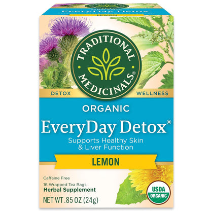 Traditional Medicinals Organic, Roasted, Dandelion Root Tea - Supports Normal Detox + Digestion - Kosher, Non-GMO, Caffeine-Free, Compostable - 16 Tea Bags, (Pack of 2)