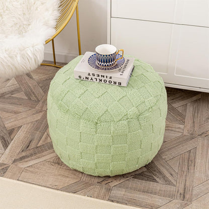 Round Pouf Ottoman 20 x 20 x 14 Inches Boho Poof Home Decor Floor Pouffe Ottoman Foot Rest for Couch Sofa Bean Bag Chairs Living Room Bedroom (Green)