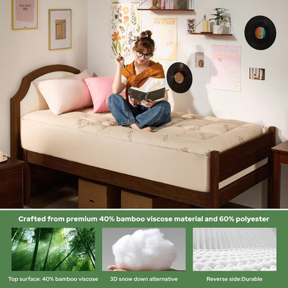 BEDLORE King Mattress Topper Viscose Derived from Bamboo, Thick Pillow Top Mattress Pad with Stretchable Pockets for 6"-18" Mattress, Soft Breathable Mattress Topper for Back Pain Relief(Dark Gray)