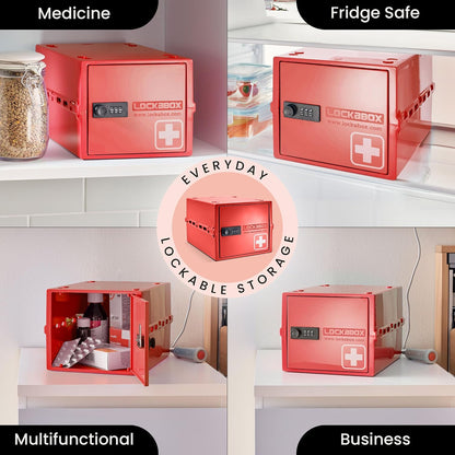 Lockabox One™ | Premium Lock Box | Medium Combination Lock Box For Food, Medicine & Home Safety | External Size 12 x 8 x 6.6 inches (Crystal)
