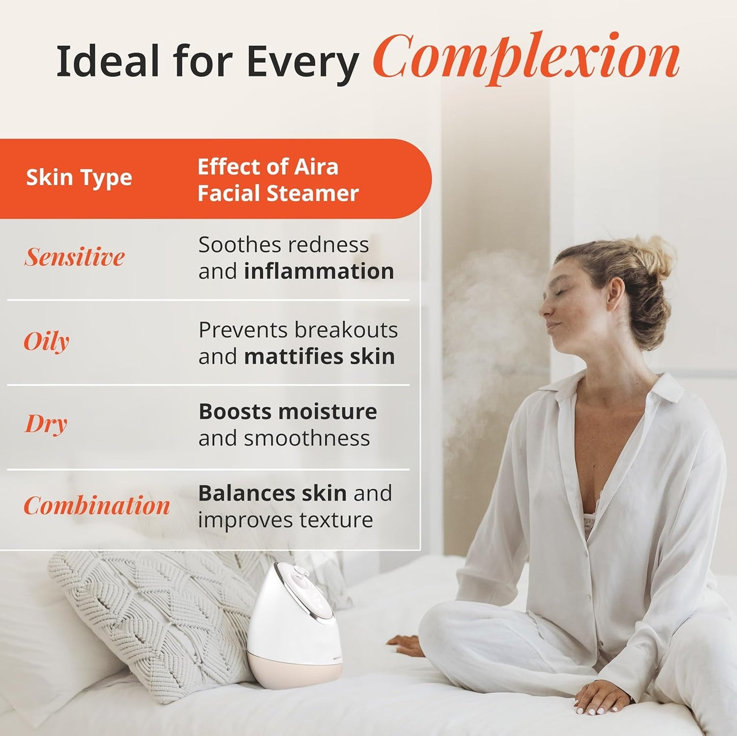 Vanity Planet Aira Ionic Facial Steamer (Rose Gold) - Pore Cleaner that Detoxifies, Cleanses and Moisturizes - Adjustable Nozzle, Water Tank with 3 Essential Oil Baskets