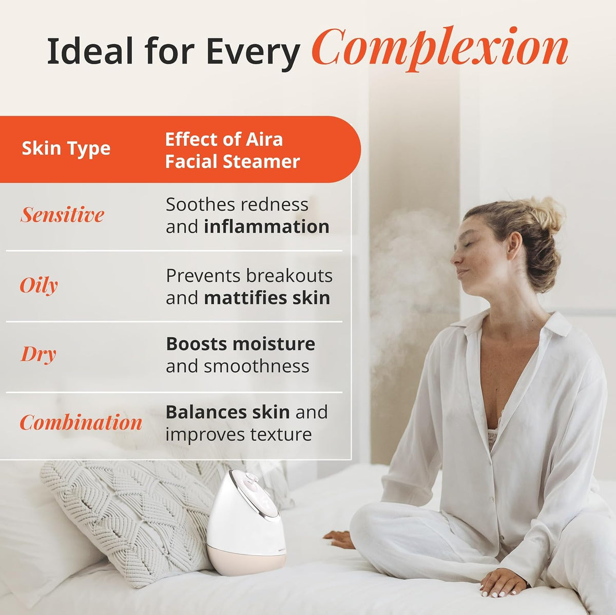 Vanity Planet Aira Ionic Facial Steamer (Rose Gold) - Pore Cleaner that Detoxifies, Cleanses and Moisturizes - Adjustable Nozzle, Water Tank with 3 Essential Oil Baskets
