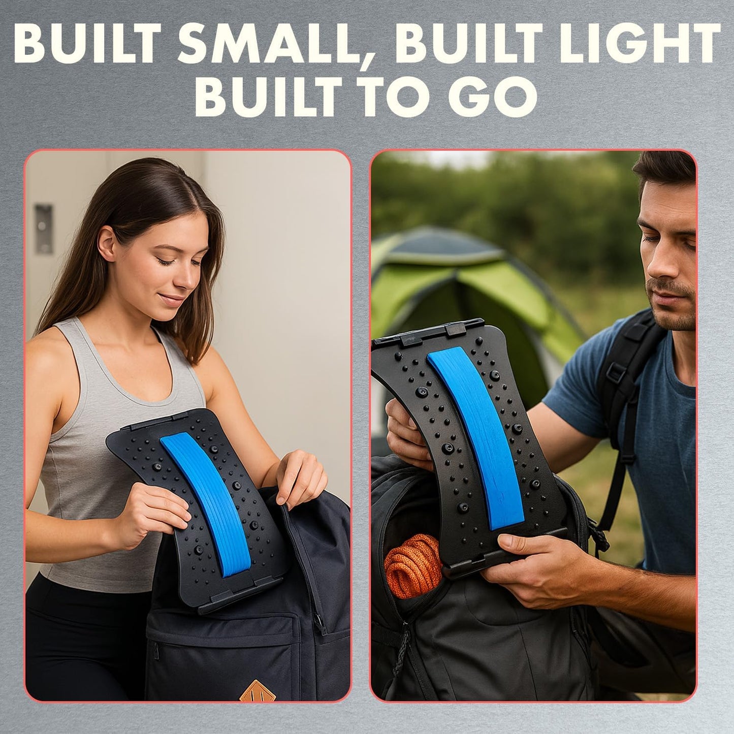 SQUATZ Lower Back Stretcher Device, Ergonomic Lumbar Support Back Massager, Multi-Level Traction, Foam Cushion with Pressure Points, 30-Day Digital Workout Program, for Home, Gym, Car & Yoga Mat Use