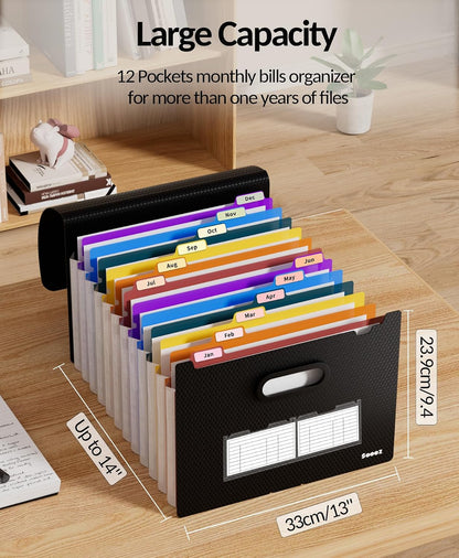 Sooez Accordion File Organizer, 13-Pocket Expanding File Folder Letter Size