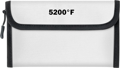Fireproof Waterproof Document Bag - 5200°F Water Resistant Fire Proof Money Bag, 3 Layers of Heat Insulated Storage with Zipper, 7.9"x5" Portable Files Safe Pouch for Cash Passport (Black)