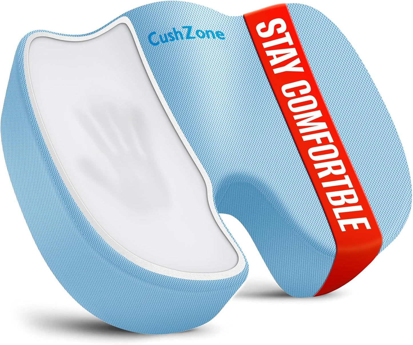 CushZone Seat Cushion - Memory Foam Office Chair Cushion for Sciatica, Tailbone & Back Pain Relief - Orthopedic Coccyx Pillow for Car, Airplane, Pregnancy & Long Sitting at Work, Black