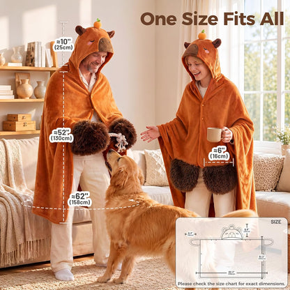 Mewaii Ultimate Softness Highland Cow Wearable Blanket Hoodie –Expertly Designed for American Body Full Coverage with Easy Movement Oversized Warm Cozy Flannel Blanket Cute Highland Cow Gift for Women