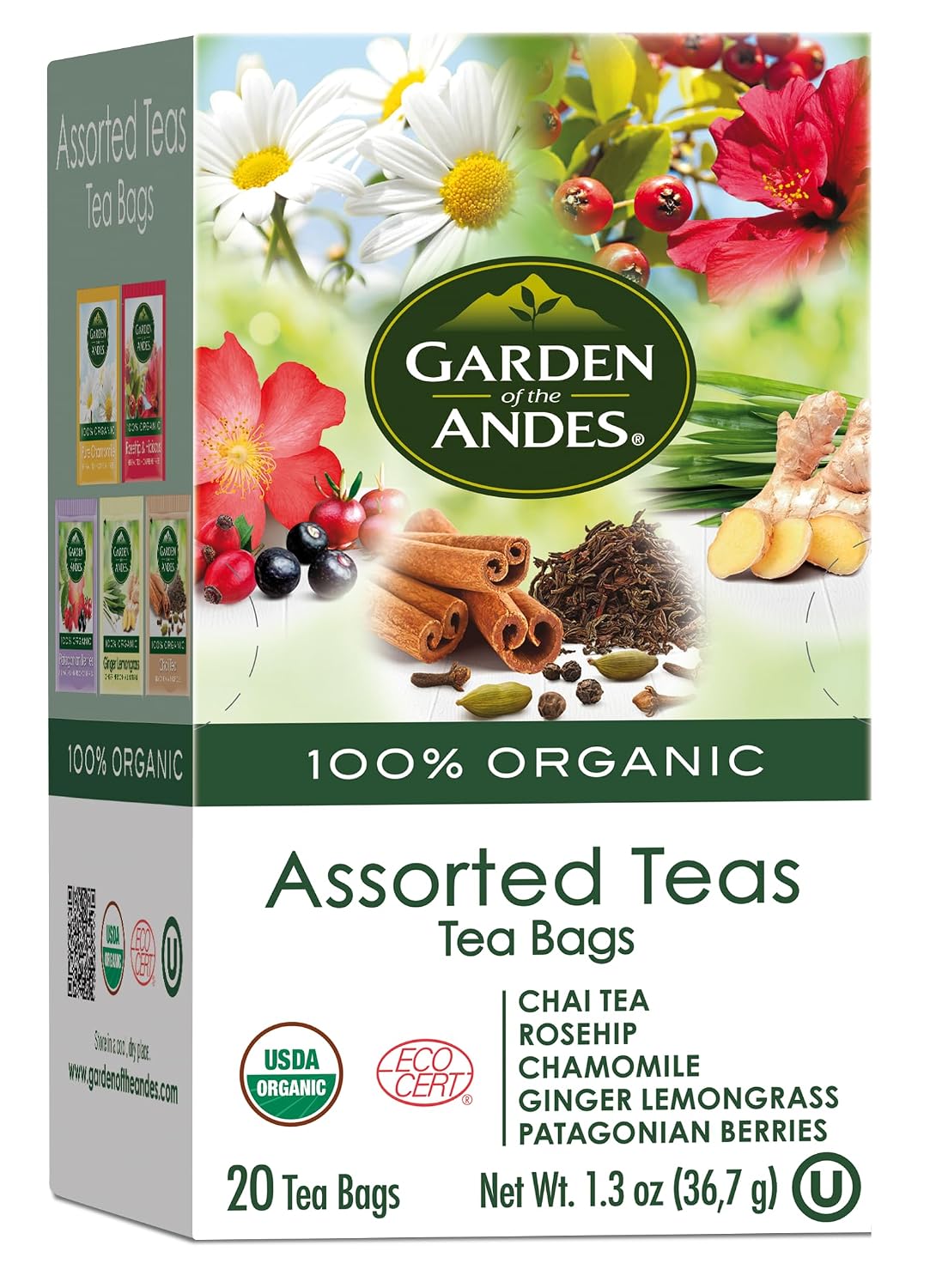 Garden of the Andes, Kosher Organic Herbal Tea, Assorted Pack, 20 bags