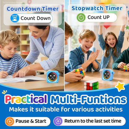 Visual Timer for Kids, 99 Minute Digital Cute Kids Visual Timer Classroom Timer for Homeschool Supplies Study Teaching Time Management Tool Countdown Productivity Timer, White, Colorful Display