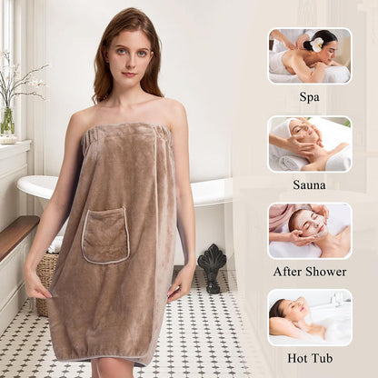 PJGGZ Towel Wrap for Women, Adjustable Button Quick Dry Absorbent Bath Wrap