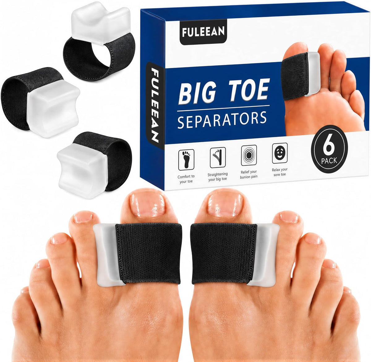 Big Toe Spacers,Hallux Valgus Corrector,Relieve Bunion Pain,Prevent Overlapping Toes, All-Day Comfort for Men & Women, Fits in Shoes.