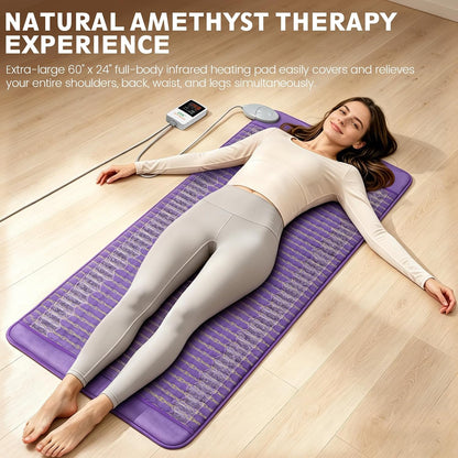 UTK Far Infrared Heating Pads for Back, 5X Pain Relief Amethyst Heating Pad for Sciatica, Waist, Abdomen, Thigh, Hip, Hotter to 159℉, FSA-HSA Eligible, 4H Auto-Off, Gift for Women Men, 24'' x 16''