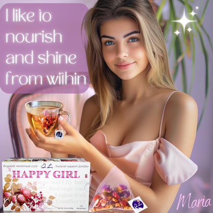 Dr. Lu's Happy Girl Tea | 100% Natural Herbal Tea for Hormone Balance, Menstrual, PMS, PCOS & Menopause | Antioxidant & Anti-Aging Rose Tea with Raspberry Leaf, Cranberries, Goji Berries & More