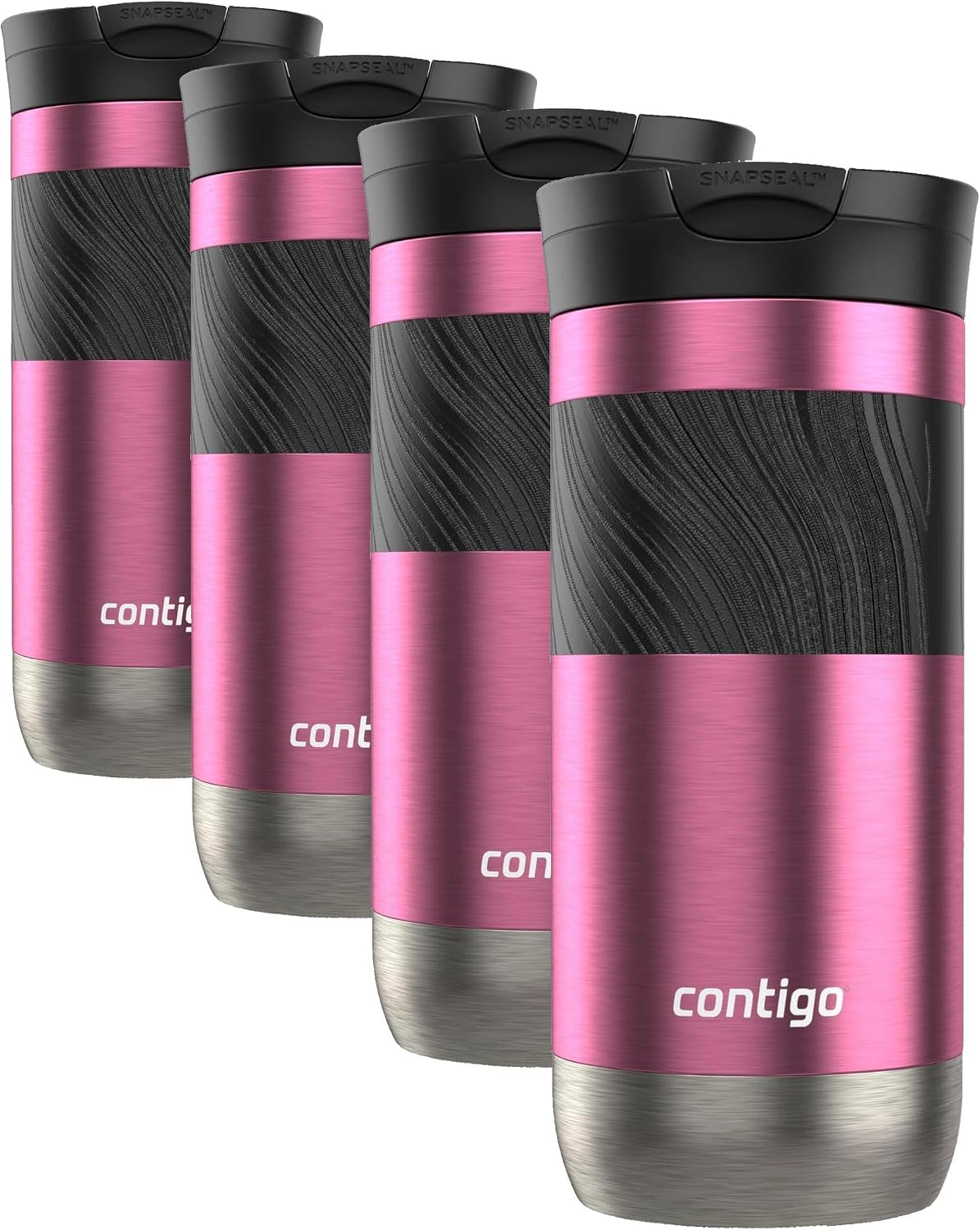 Contigo SNAPSEAL Insulated Stainless Steel Travel Mug with Grip 20oz. Blue Corn Transparent Satin & Midnight Berry