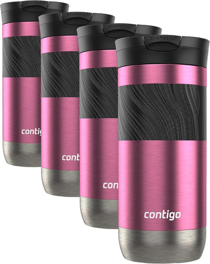 Contigo SNAPSEAL Insulated Stainless Steel Travel Mug with Grip 20oz. Blue Corn Transparent Satin & Midnight Berry