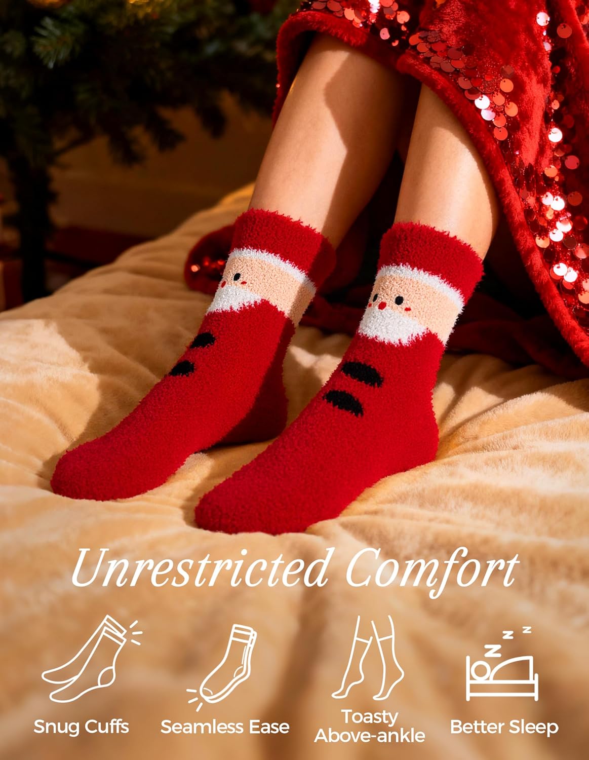 TEHOOK Warm & Cozy Gifts for Women, Fluffy Fuzzy Plush Sleeping Slipper Socks - Soft Warm Fabric