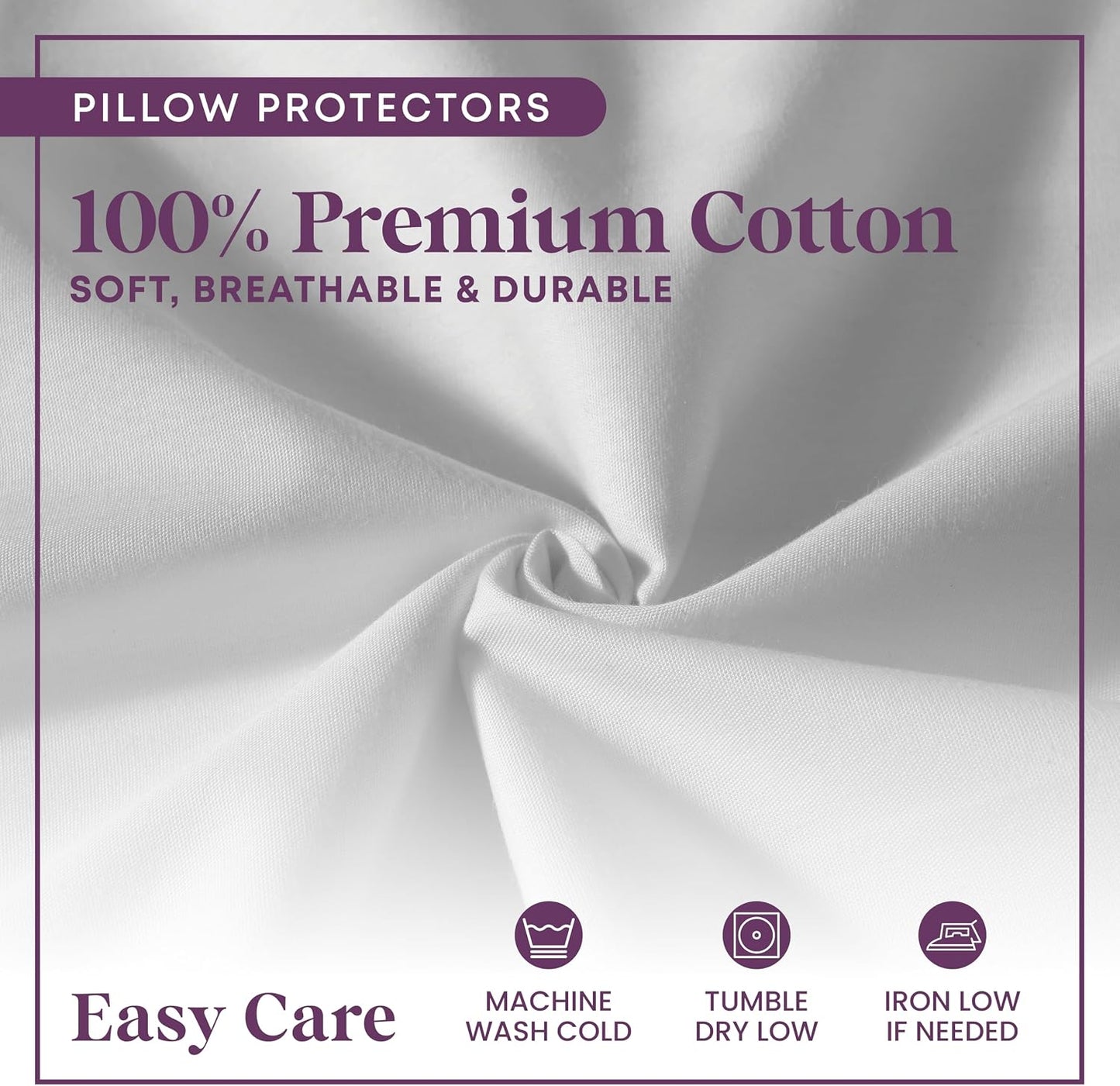 CirclesHome Pillow Protectors 4 Pack Standard Zippered - 100% Cotton Breathable Pillowcases - Protects Pillows from Dirt, Dust and Debri (Standard - Set of 4 - 20x26)