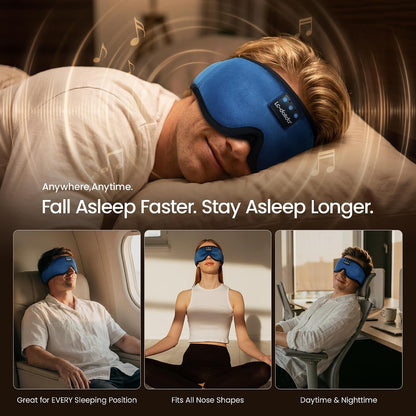 LC-dolida Sleep Headphones, 3D Sleep Mask Bluetooth Wireless Music Eye Mask, Sleeping Headphones for Side Sleepers Sleep Mask with Bluetooth Headphones Ultra-Thin Stereo Speakers Perfect for Sleeping