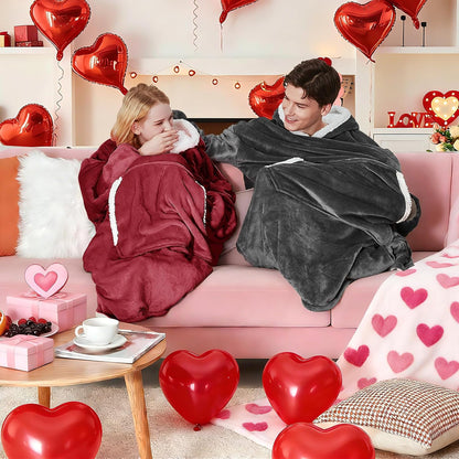 yescool Wearable Blanket Hoodie, Flannel Sherpa Fleece Blanket Sweatshirt for Adults Women Men,One Size Fits All - Colors A