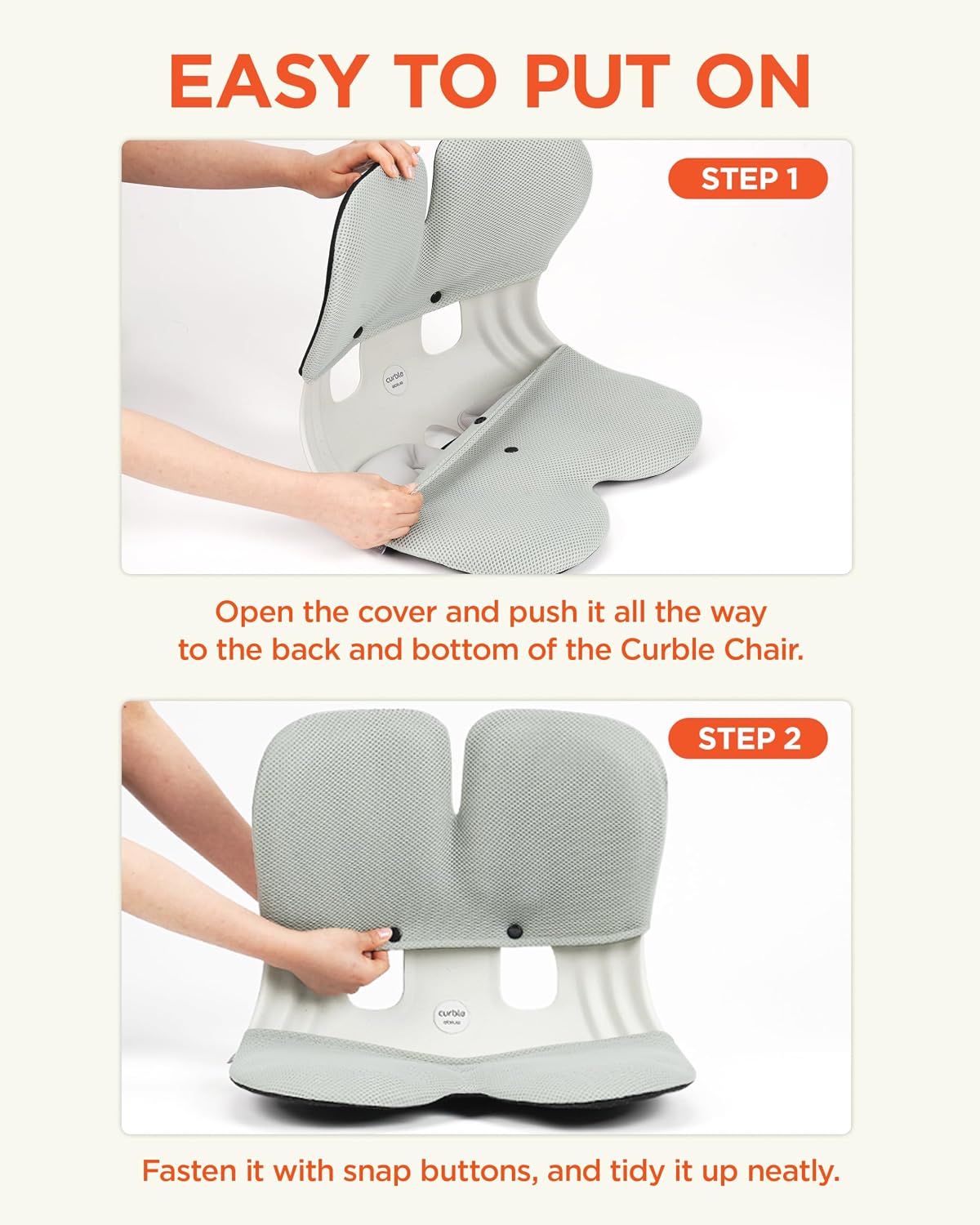 curble Grand– Extra Wide Ergonomic Seat Support, Sit Straighter Without Effort, Passive Posture Trainer for Office, Home & Car (Grey)
