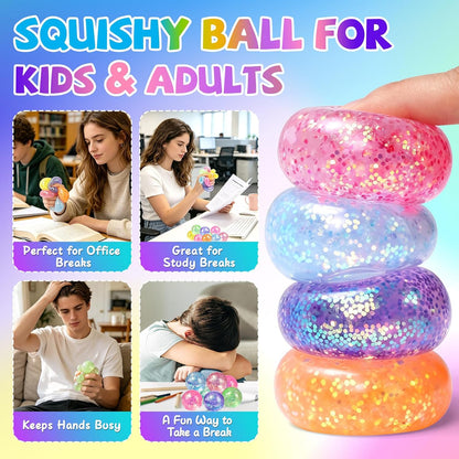 VESPRO 12 Pack Fidget Stress Balls for Adults, Cute Octopus Stress Sensory Stress Ball, Bulk Squishy Squeeze Ball Toys Set for Classroom Prizes and Birthday Party Favors