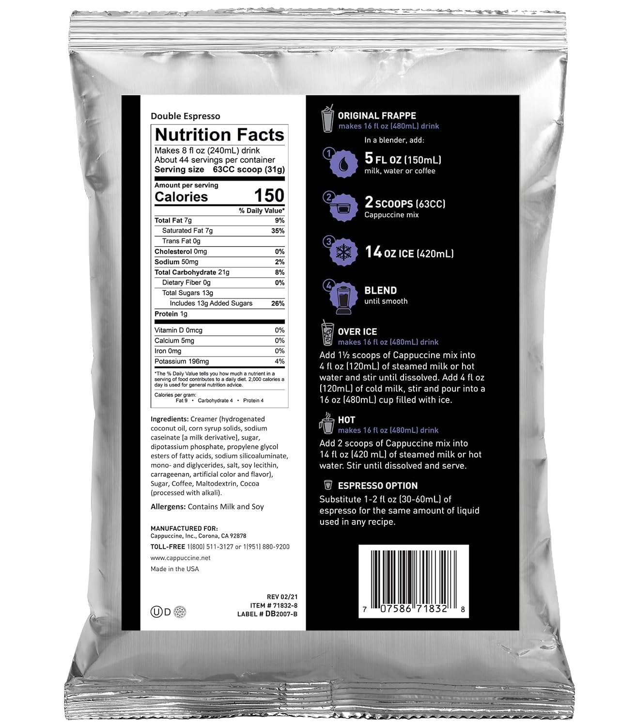 Cappuccine Sweetened Matcha Green Tea, 3 Pounds