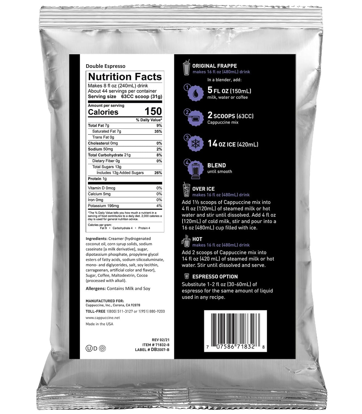 Cappuccine Sweetened Matcha Green Tea, 3 Pounds