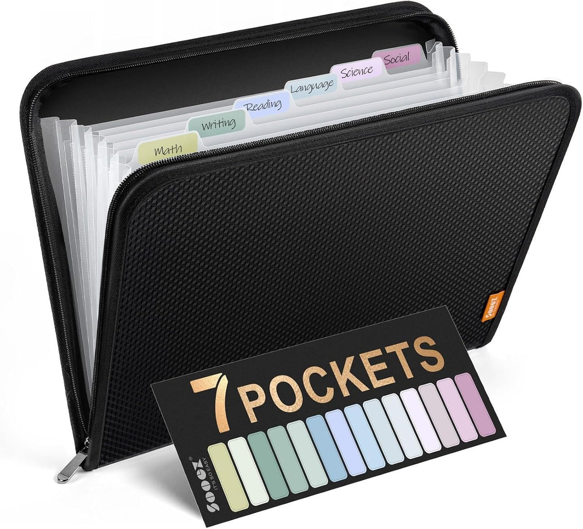Sooez 13 Pocket Accordion File Organizer, Zipper Expanding File Folder A4