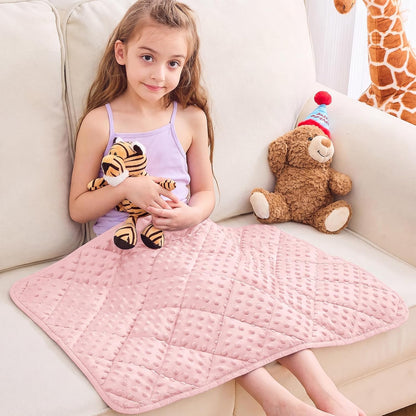 yescool Weighted Lap Pad 2 lb Blue Small Lap Blanket, Weighted Lap Blanket Cooling Heating Weighted Throw Blankets, Minky Blankets Gifts for Travel Outdoor Indoor, 20 * 30in