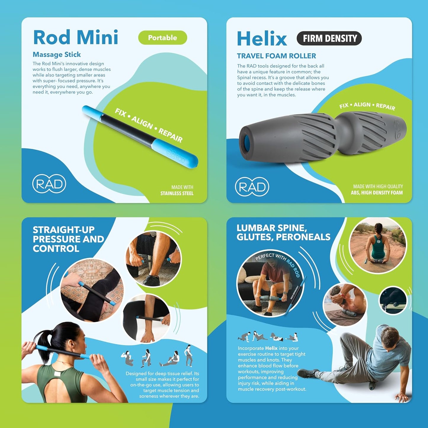 RAD Point Release Kit / 5-in-1 Massage Tool Kit with Block, Massage Balls and Peanut Roller for Self Massage, Mobility and Recovery