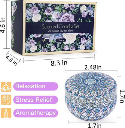 Candles, Scented Candles Gift Set for Women, 8 Pack Fruity Floral Soy Wax Aromatherapy Candles, Travel Tin Candles in Artist Gift Box, Birthday Gifts for Mom, Wife, Sister, Friend, Housewarming