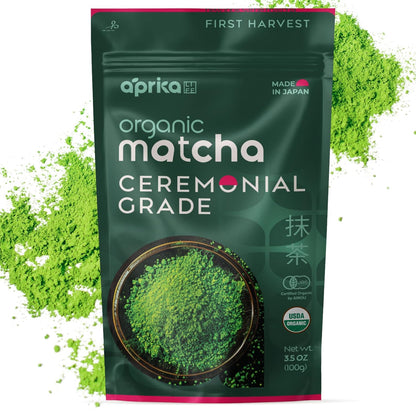 AprikaLife Matcha Latte Powder, Premium Barista Crafted Mix with Natural Vanilla Flavor - Authentically Japanese - 1st Harvest Ceremonial Grade, Sweet Matcha Powder Used by Coffee Shops 6.8 oz / 180g