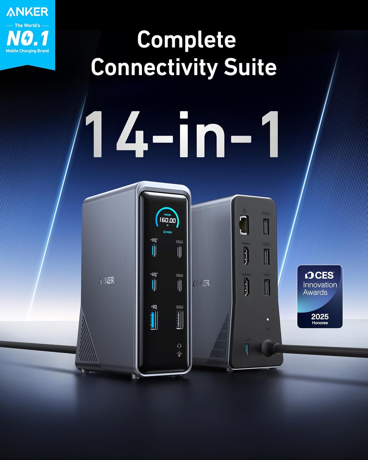 Anker Prime Docking Station, 14-in-1 Laptop Docking Station Dual Monitor