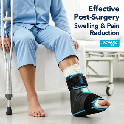 NEWGO Foot Ice Pack Wrap for Plantar Fasciitis Relief, 360° Full Coverage Reusable Gel Ice Boot for Heel & Ankle Pain, Cold Compression for Swelling, Achilles Tendonitis & Ankle Sprain- Black