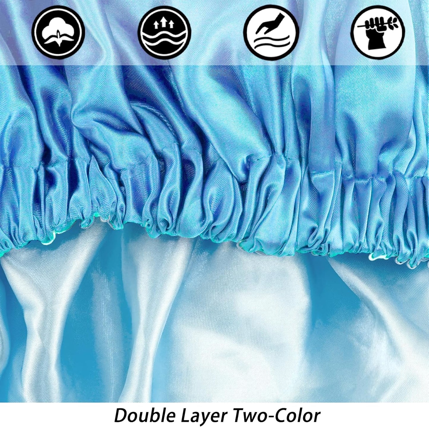 Satin Bonnet Silk Bonnet Hair Bonnet for Sleeping-Slouchy Beanie Hat Satin Sleep Cap for Women's Natural & Curly Hair(Blue Zircon)