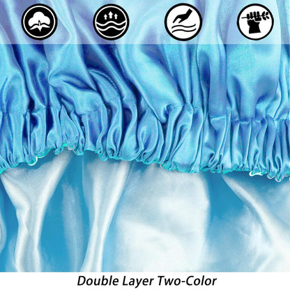 Satin Bonnet Silk Bonnet Hair Bonnet for Sleeping-Slouchy Beanie Hat Satin Sleep Cap for Women's Natural & Curly Hair(Blue Zircon)