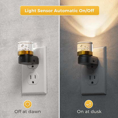 L LOHAS LED Night Light, Dimmable Night Lights Plug into Wall, Automatic Night Lights Plug in with Auto Light Sensor,Adjustable Brightness Amber LED Night Light, for Bedroom Hallway Home Decor