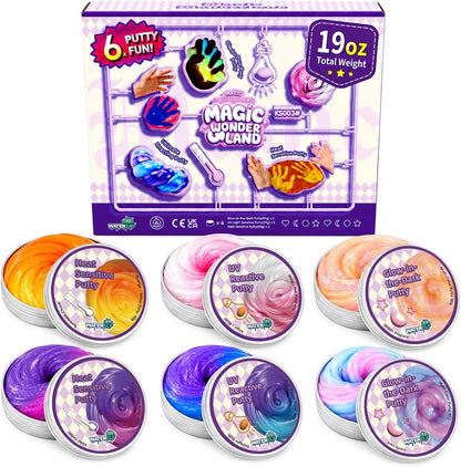 WATERELF Galaxy Putty Slime for Kids - Children's Day Gift, Fidget Sensory Artistic Therapy Putty Toys for Boys Girls Adults, Stress Relief Non-Sticky, 3.11 Inch 3.2 Oz – Golden/Red