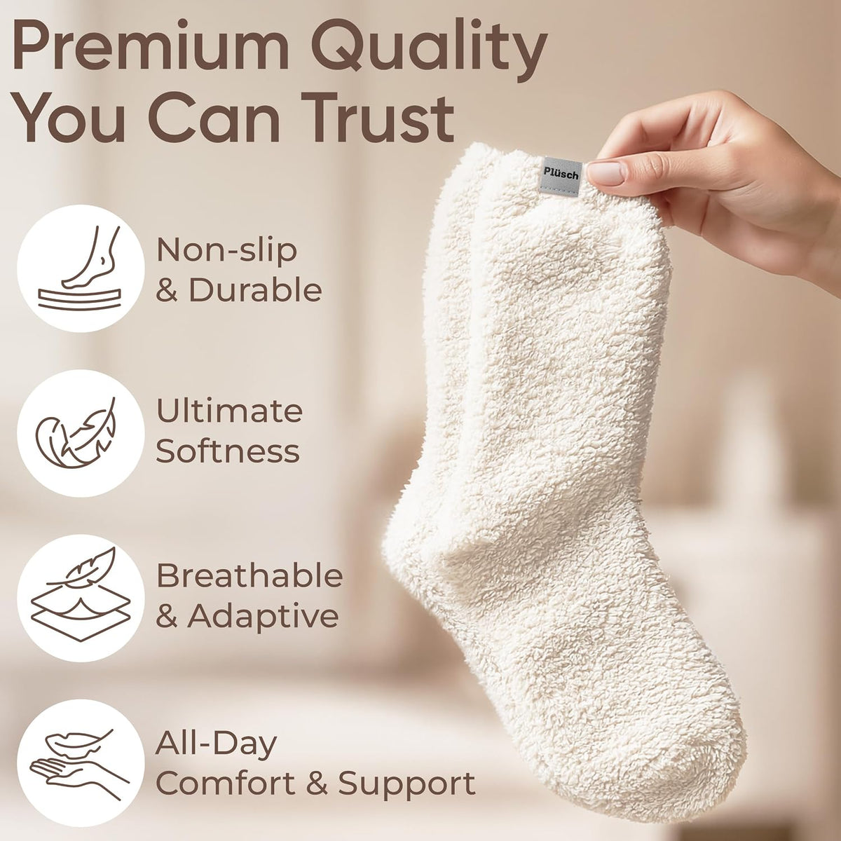 Plüsch Gift for Women – Ultra-Soft Cozy Cloud Socks in Kraft Envelope – Thoughtful Self-Care, Unique Birthday Gifts for Women