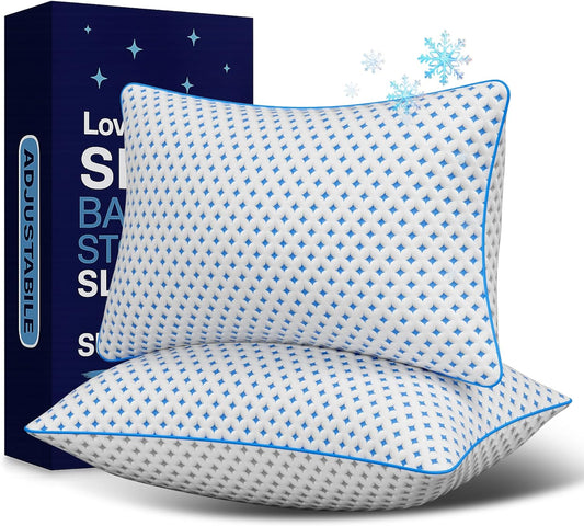 Memory Foam Pillows 2 Pack – Adjustable Loft Cooling Pillows King Size Set of 2 for Sleeping, Firm, Supportive, and Breathable Design for Hot, Side, Back, and Stomach Sleepers