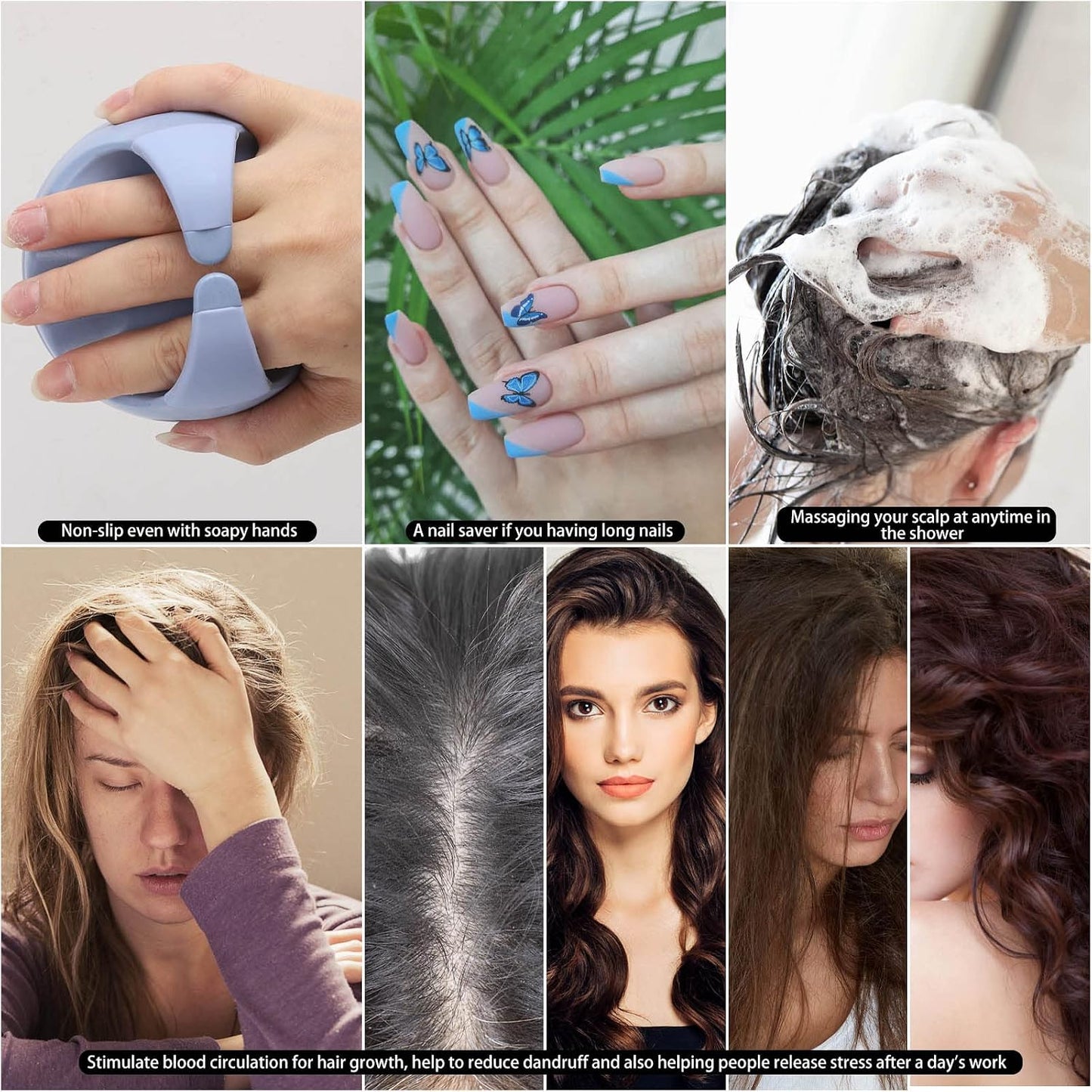 Hair Scalp Massager Shampoo Brush Hair Scrubber Washing Brush Silicone Scalp Exfoliator for Dandruff Removal- Beige