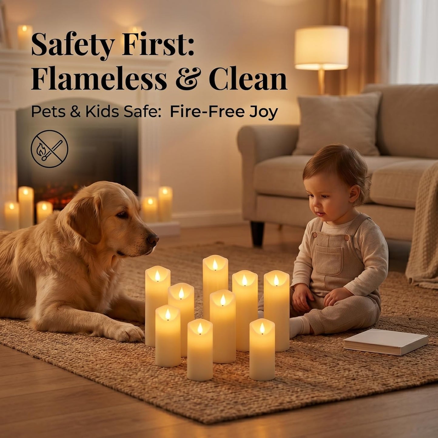 Waterproof Flameless Candles, 12 PC Battery Operated LED Pillar Candles with 2 Remote Controls & Timer, Flickering Indoor Outdoor Candles for Wedding, Patio, Easter, Bathroom, Home Decor, 4''5''6''