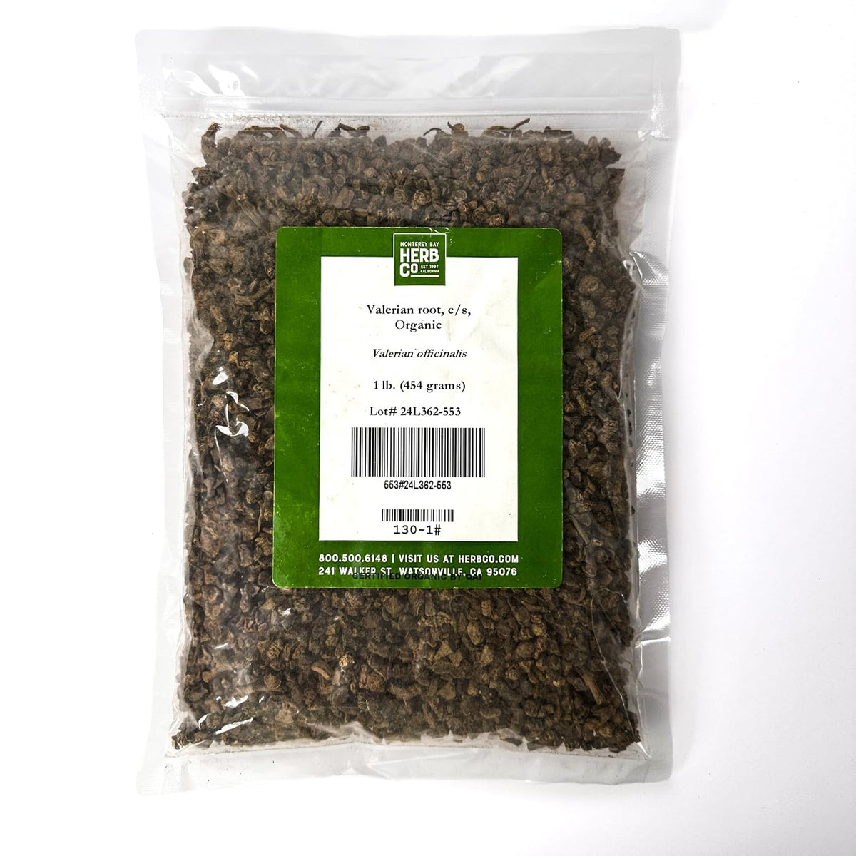 Organic Valerian Root Cut and Sifted, by Herb Co, Valeriana, 1 lb