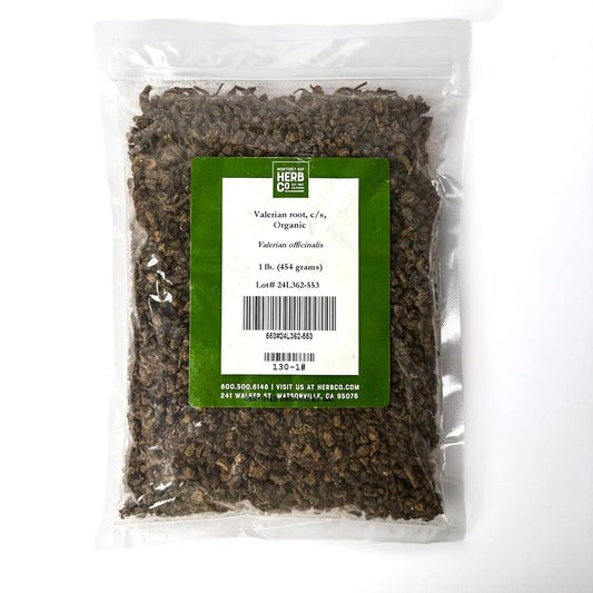 Organic Valerian Root Cut and Sifted, by Herb Co, Valeriana, 1 lb