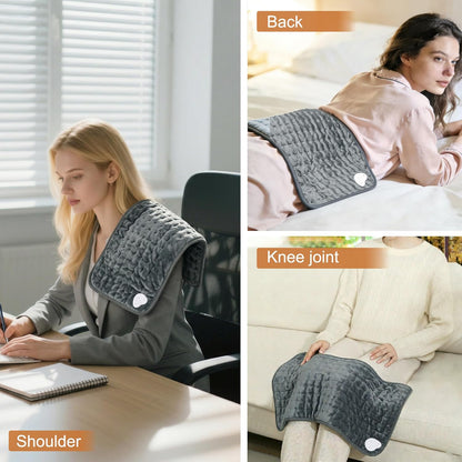 Electric Heating pad with 6 Heat Settings, Auto Shut Off, Dry Electric Heating for Back Neck Knee Arms Legs Shoulder Heat Pads for Christmas Birthday Father Mother's Day (24"X12", Gray Green)