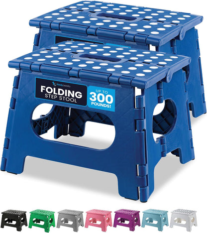 Handy Laundry Folding Step Stool - Sturdy Enough Collapsible Stool to Support Adults - Opens Easy with One Flip - Great for Kitchen, Bathroom or Bedroom (Black - 9 Inch)